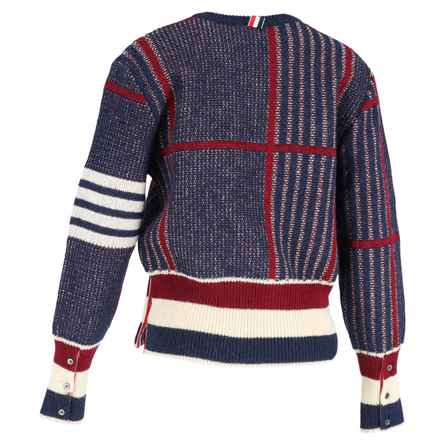 Thom Browne Plaid V-Neck Sweater Blue Small 4