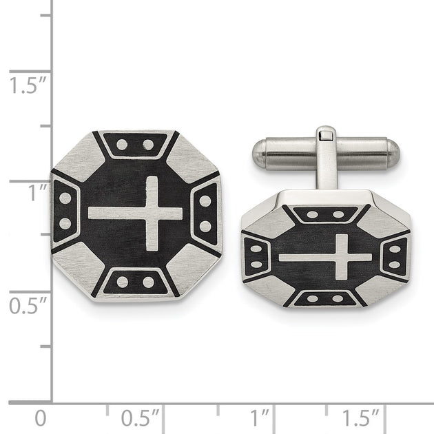 Diamond2Deal Cross Cufflinks Black 4