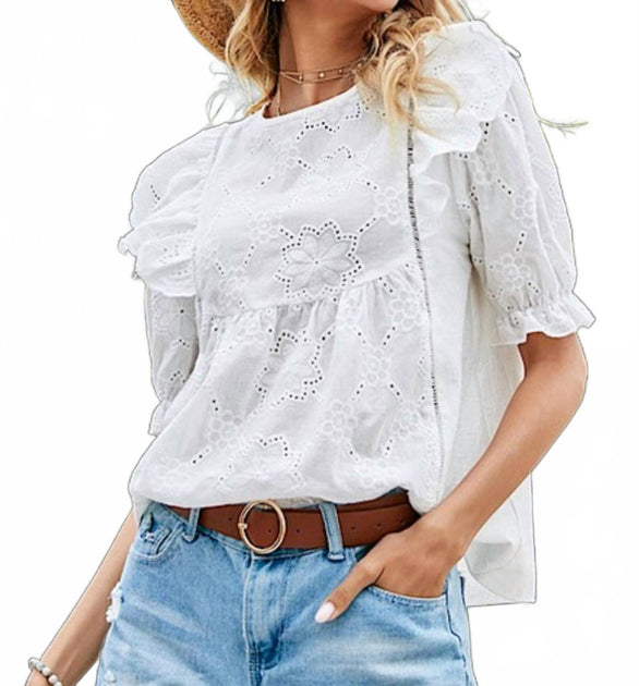 Licosa Leah Eyelet Blouse White Medium 2