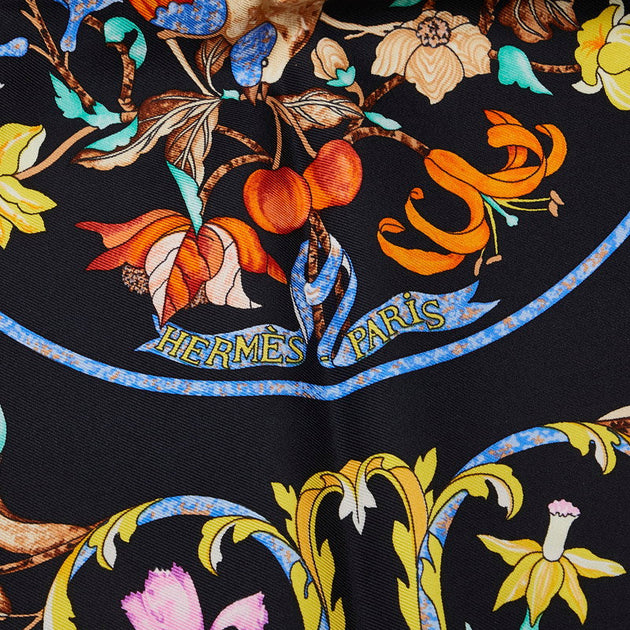 Hermès Cadre Noir Brown Cream Silk Scarf