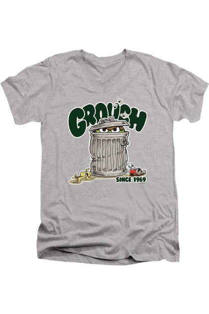 Gildan Sesame Street Grouch V-Neck T-Shirt Grey Small 2