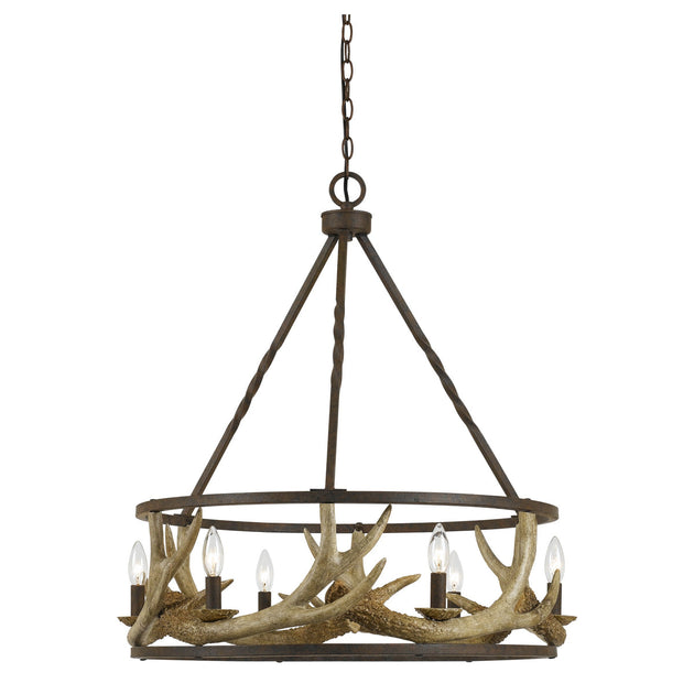 Hivvago 6 Bulb Metal Frame Chandelier Dark Bronze and Gold 3