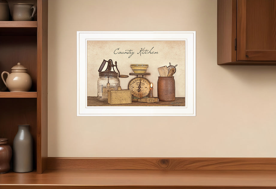 Hivvago Country Kitchen Framed Print White 48x38cm 2