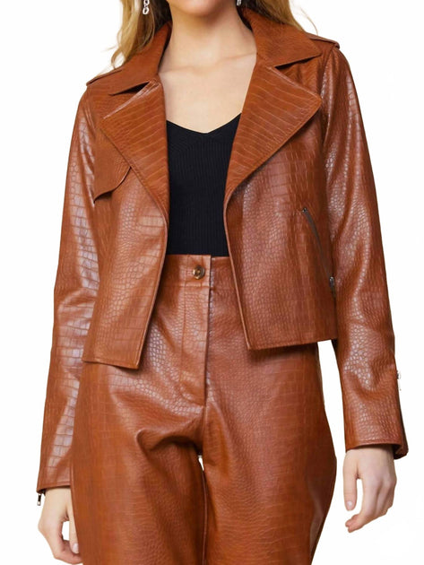 SKIES ARE BLUE Biker Jacket Brown Large 2