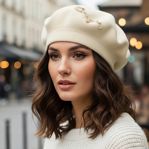FASHNZFAB Winter Beret Hat Gold 2
