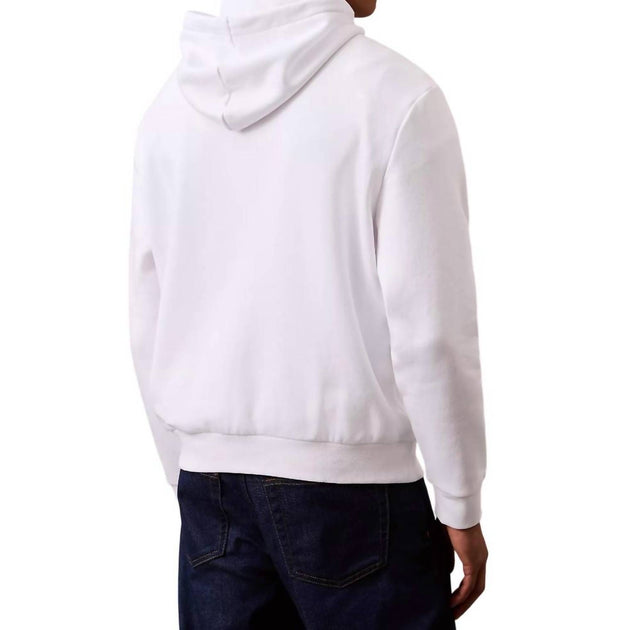 Calvin Klein Monogram Logo Patch Fleece Hoodie White 2X 3