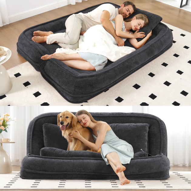 Streamdale Double Dog Bed Sofa Couch Black Extra Large 2
