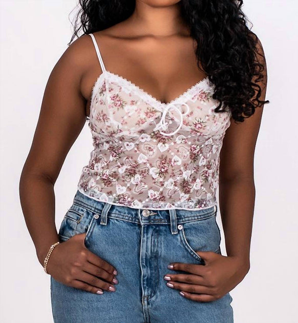 Pretty Garbage Floral Lace Cami White Medium 2