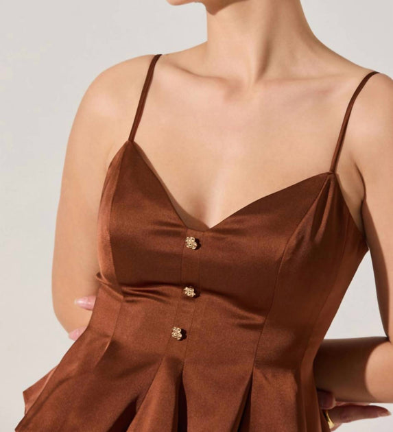 ASTR Paislee Peplum Top Brown Large 4