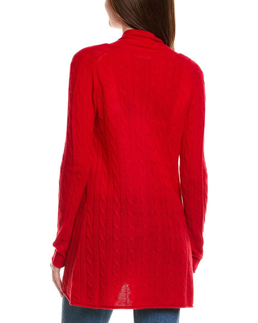 Hannah Rose Cable Wool & Cashmere-Blend Duster Red XSmall 4