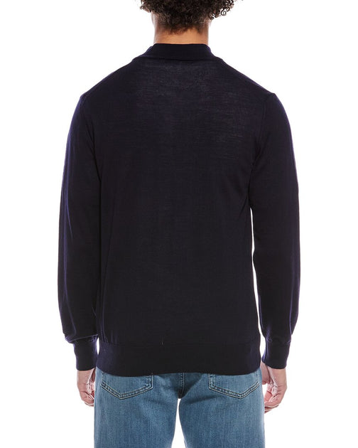 Eton Fine Knit Wool 1/2-Zip Pullover Black Medium 3
