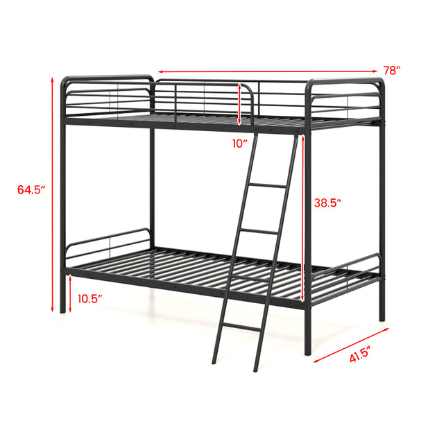 Hivvago Twin over Twin Metal Bunk Bed Black 4