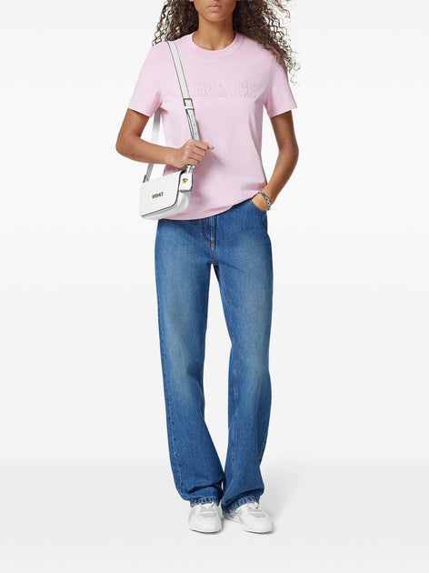 Versace Short-Sleeved Crew Neck Top Flamingo Pink EU 42 4