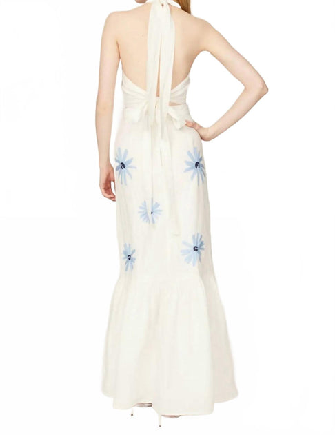 SOMETHING NAVY Embroidered Tiered Maxi Skirt Beige Small 3