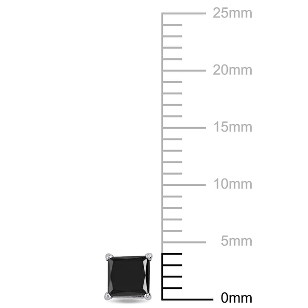 Mimi & Max Princess Cut Black Diamond Stud Earrings Black 4