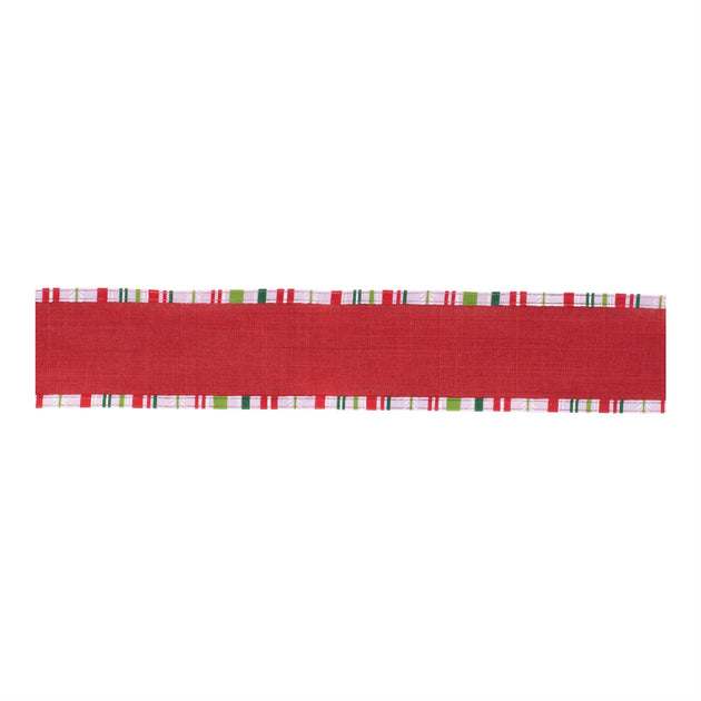 Hivvago Striped Trim Wired Ribbon Red 2