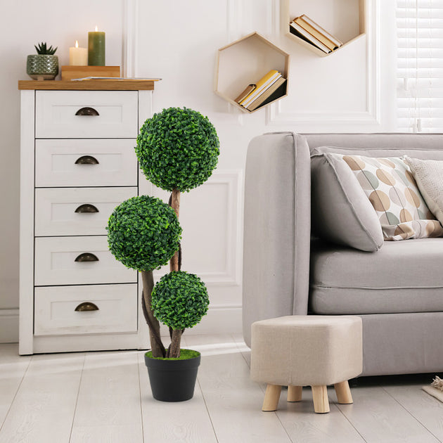 Hivvago Artificial Boxwood Topiary Tree Green 36in 3