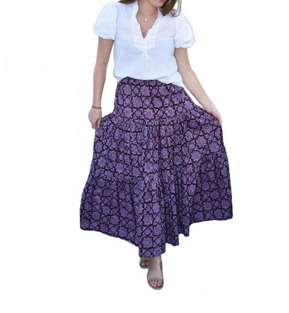 Tarun Fab & Tex Boho Long Maxi Skirt Lila Medium 3