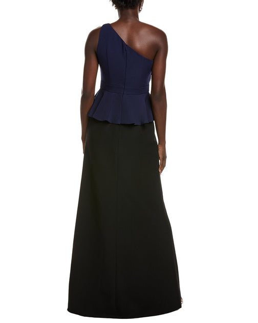 Rene Ruiz Crepe Column Gown Blue US 6 3