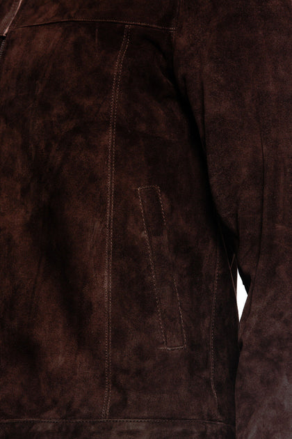 Infinity Retro Classic Suede Leather Biker Jacket Brown Medium 4