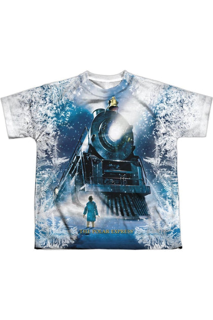 Gildan Polar Express Journey Youth Poly Crew Tee Blue Large 2