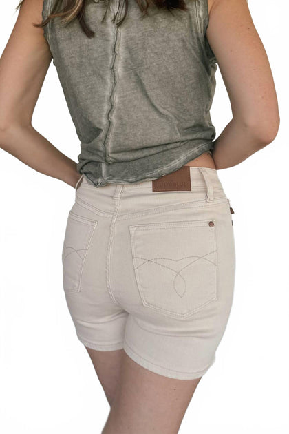 Judy Blue Women's High Rise Shorts Beige Medium 3
