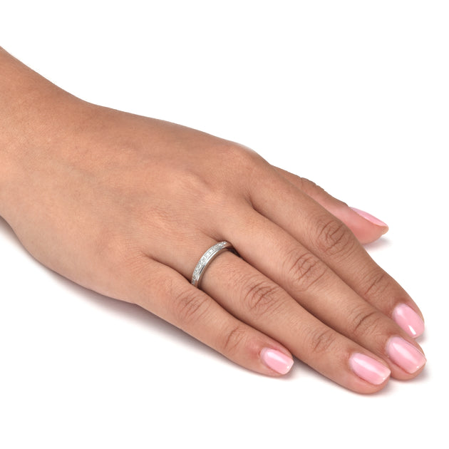 Palm .13 TCW Diamond Sterling Silver Wedding Ring Silver US 9 4