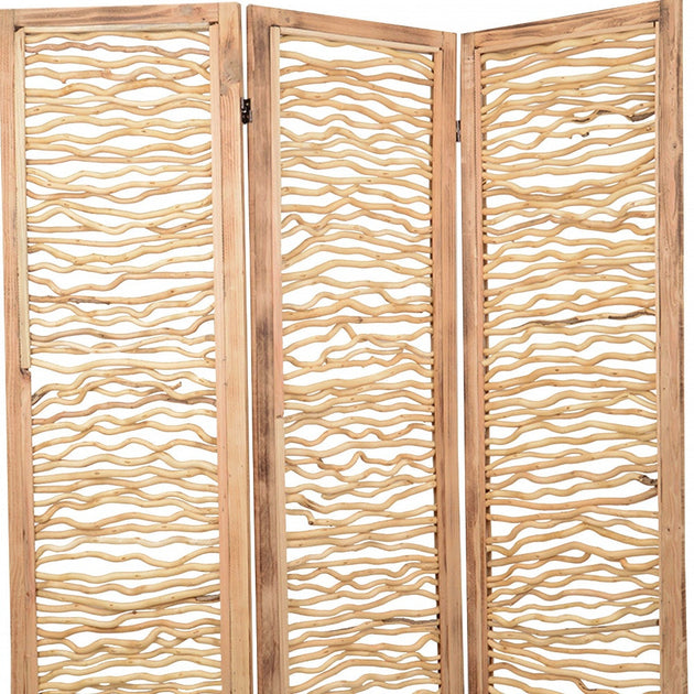 Hivvago 60x69 3 Panel Wood Foldable Screen Brown 6
