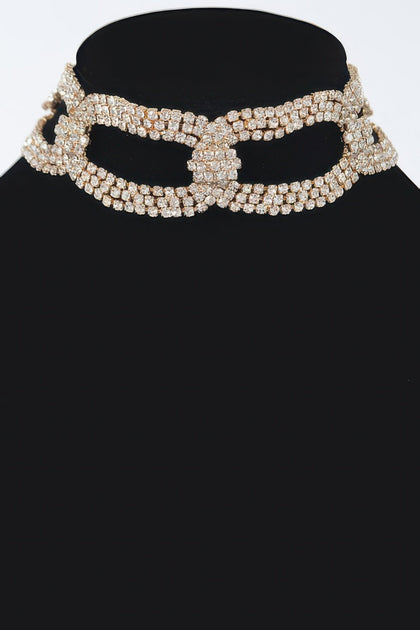 TRUEDAMES Rhinestone Chain Choker Silver 2