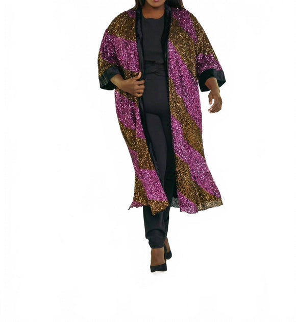 -bl^nk- Sequin 3/4 Sleeve Duster - Plus Multi 2X 2
