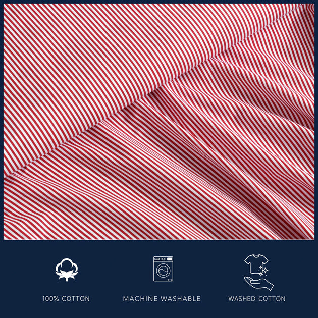 Nautica Penny Pinstripe Red Queen Sheet Set 3