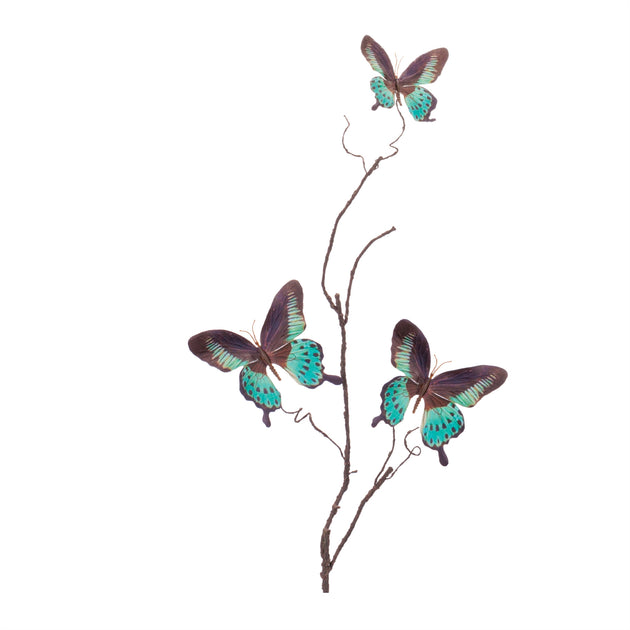 Melrose International Butterfly Twig Spray Blue/Black 2