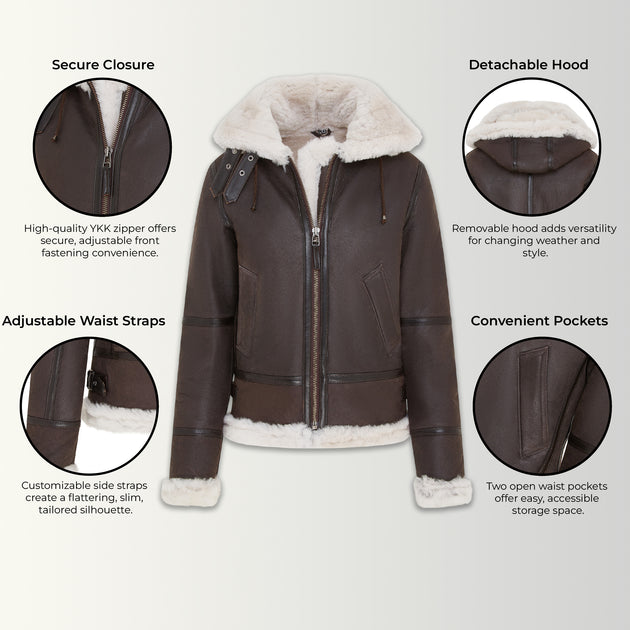 Infinity Orford Brown Sheepskin B3 Flying Jacket Size US 6 4