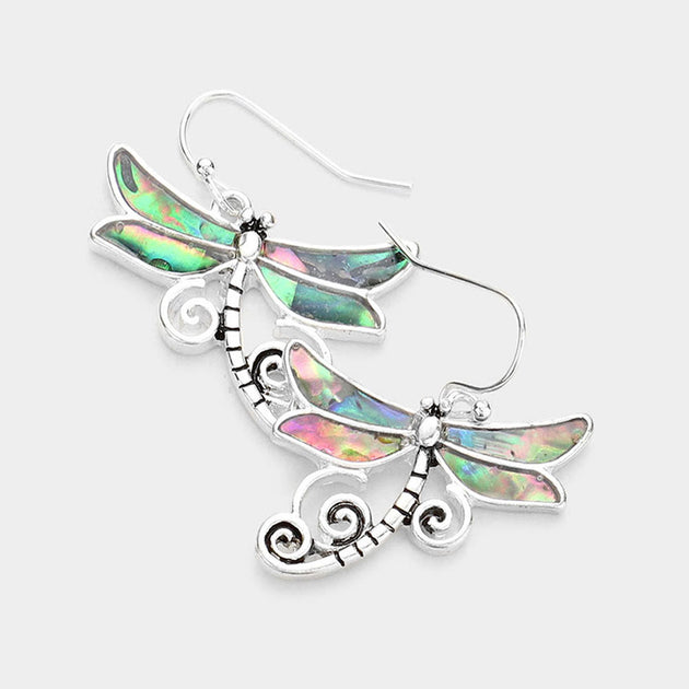 FASHNZFAB Dragonfly Dangle Earrings Green 3