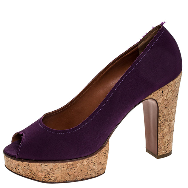 Lanvin Peep Toe Platform Pumps Purple EU 41 2