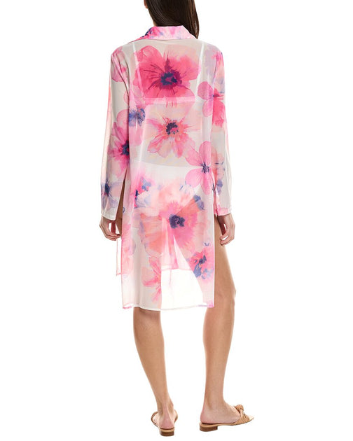 Carmen Marc Valvo Convertible Shirt Cover-Up White Small 3