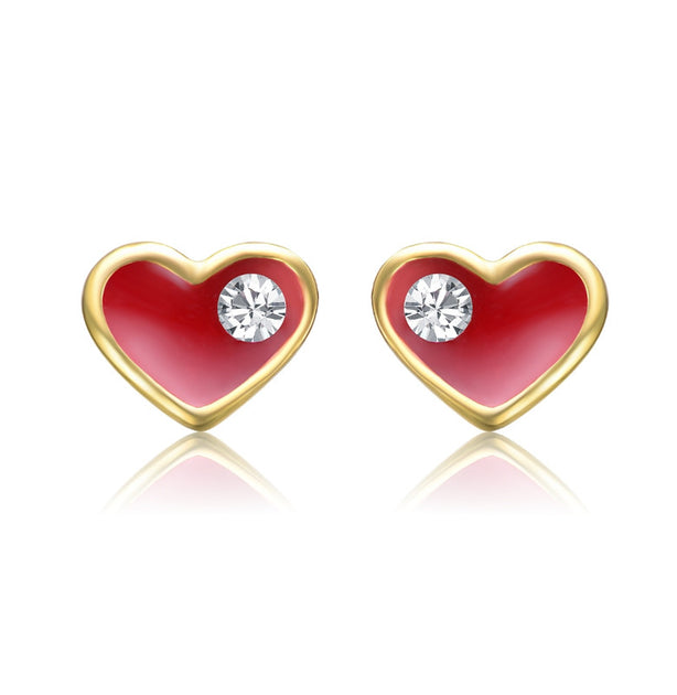 GigiGirl Heart Stud Earrings Red One Size 3