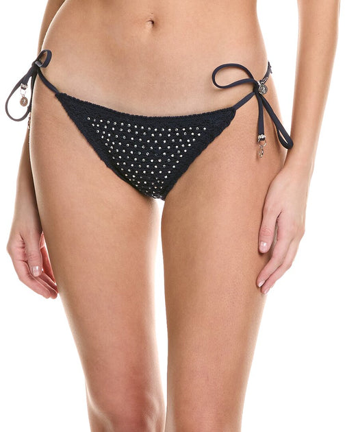 Milly Glimmer String Bikini Bottom Black Large 2