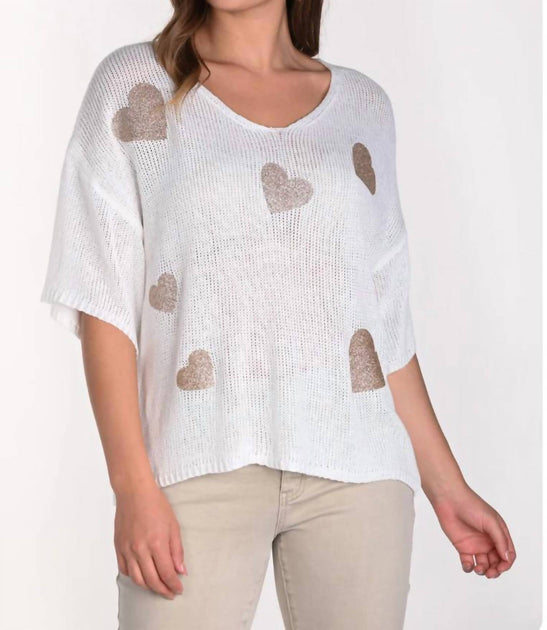 Frank Lyman Knit Heart Sweater White Large 2