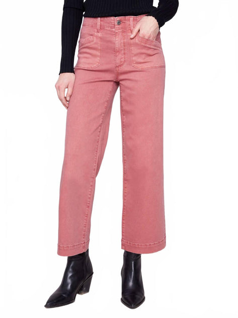 Charlie B Cropped Wide Leg Stretch Twill Pants Pink US 4 3