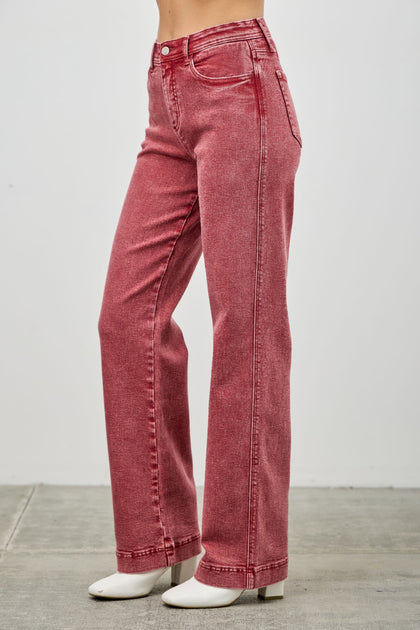 TRUEDAMES High Rise Slim Wide Straight Jeans Silver Grey US 10 5