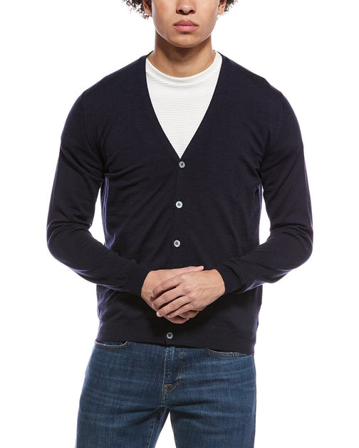 Zanone V-Neck Wool-Blend Cardigan Blue US 48 2