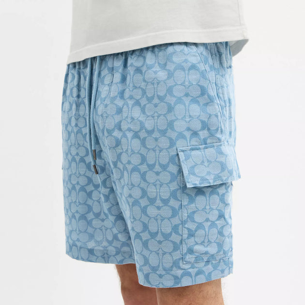 Coach Signature Camp Shorts Blue Small 3