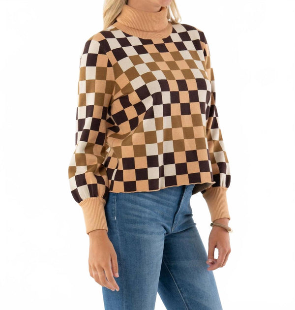 Emily McCarthy Cameron Turtleneck Sweater Brown Small 3