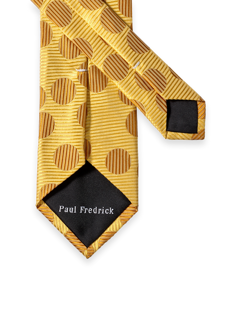 Paul Fredrick Circles Silk Tie Beige Long 4