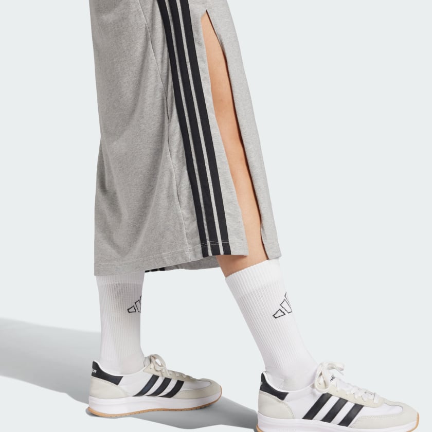 essentials 3 stripes long racerback dress ESSENTIALS 3-STRIPES LONG RACERBACK DRESS - Pure Ruby / Black  bCODE