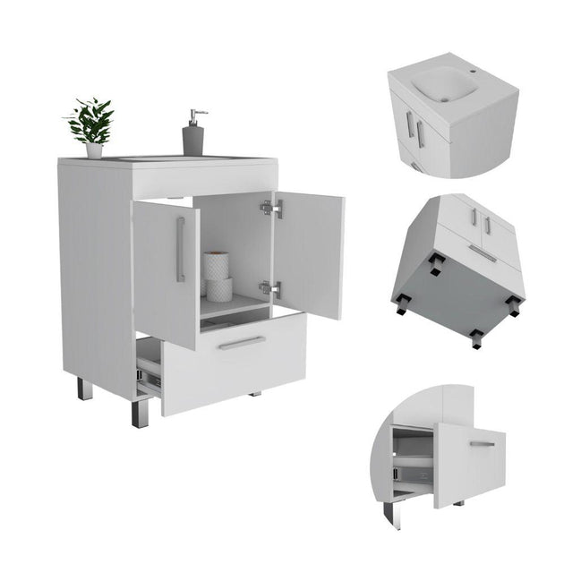 DEPOT E-SHOP Essential Single Bathroom Vanity White 4