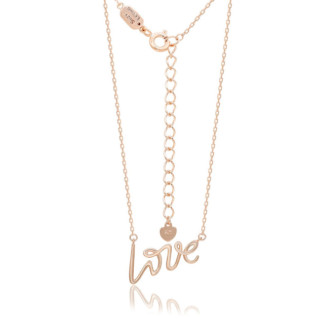 Suzy Levian Rose Sterling Silver LOVE Necklace Gold 2