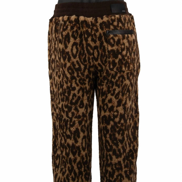 Amiri Printed Leopard Fleece Pants Brown XLarge 4