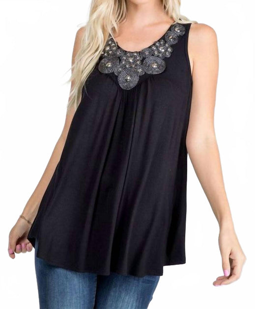 P & ROSE Sparkle And Shine Tank Top Black Large 2